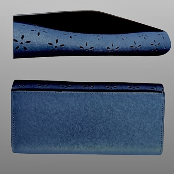 Coach Blue Slim Envelope Wallet Vintage Scallopped Edge - Picture 2 of 9